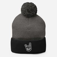 2 Down Baseball Logo Pom-Pom Beanie